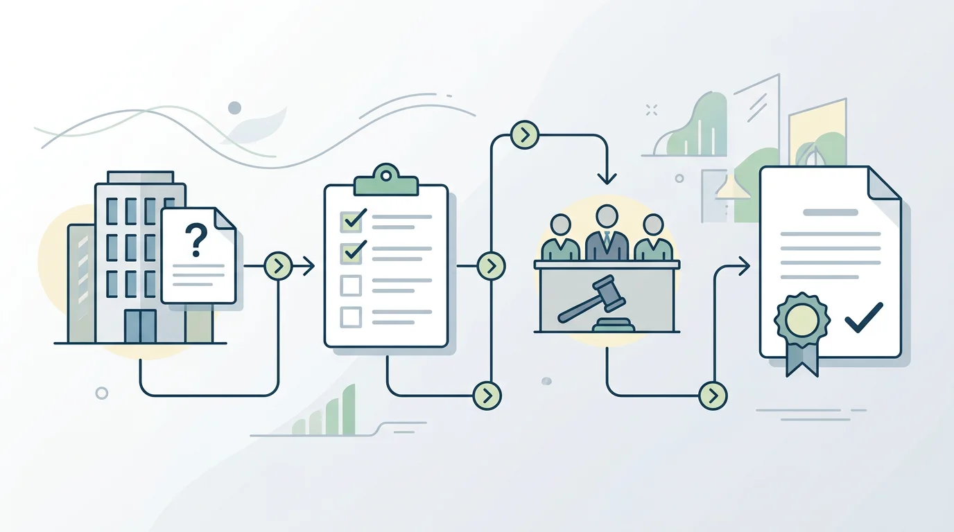 A calm flowchart showing complaint steps moving from a business to an independent ADR decision