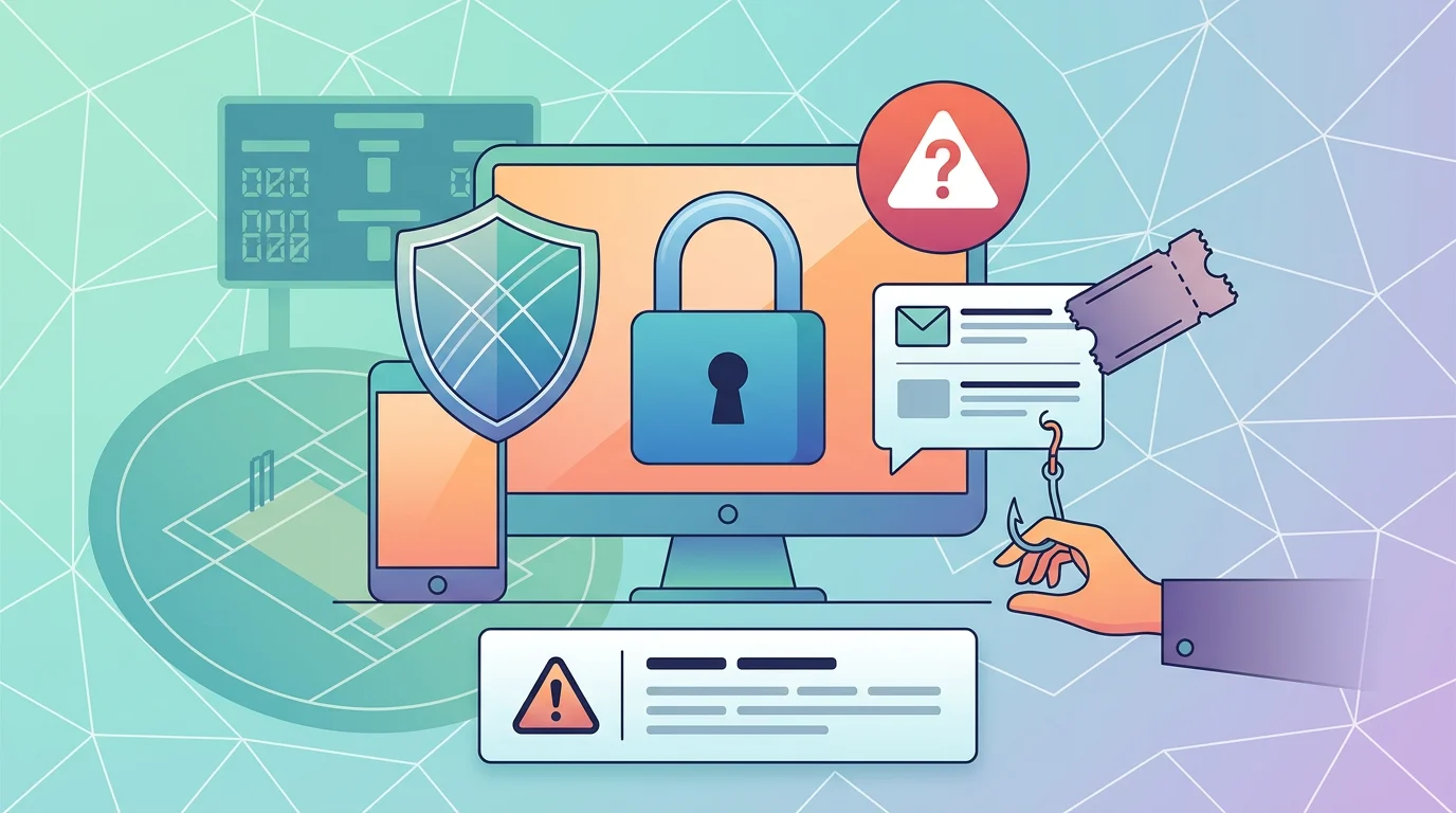 Illustration of a lock and warning symbols representing phishing and account security
